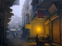 Zulfiqar Ali Zulfi, Break Fast Time, 30 x 40 inch, Oil on Canvas, Cityscape Painting-AC-ZUZ-036